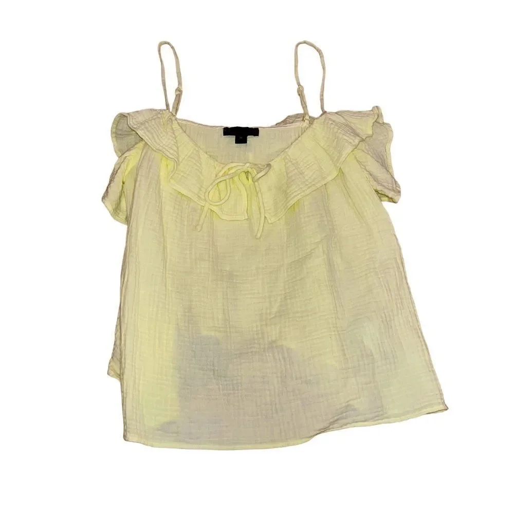 J. Crew Pastel Yellow Ruffle Sleeveless Top
